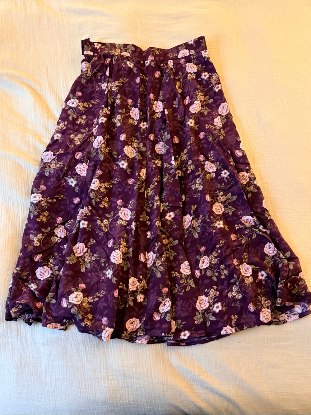 Koret Purple Floral A-Line Midi Skirt